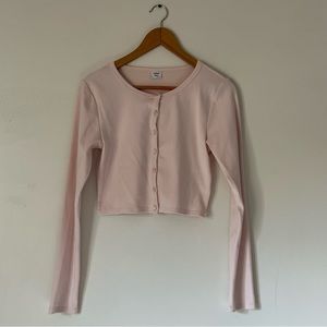 Aritzia Sunday Best Apple Longsleeve Cropped Ribbed Cardigan